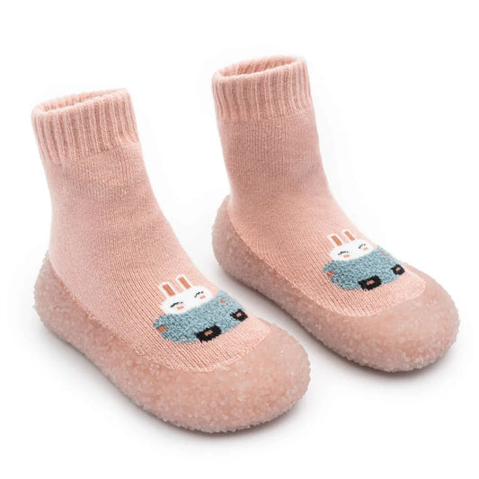 Fluffy Pink Bunny - Non Slip Baby Walkers